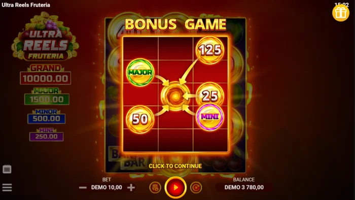 Ultra Reels Fruteria - seoladh an tseomra Hold and Win